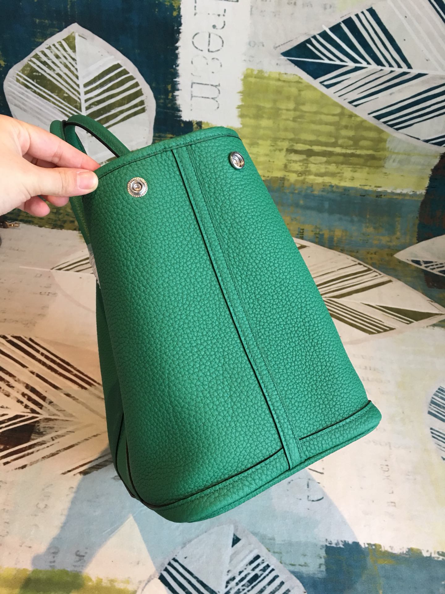 Hermes Garden Party 36cm Tote Handbag In Green Clemence Leather